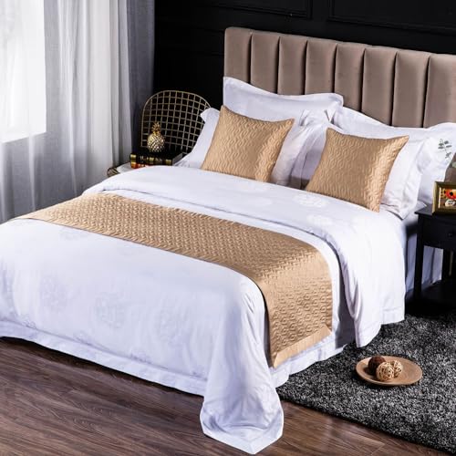 QRGMKL Neue einfarbige Bettläufer weiche, hautfreundliche Bettschals Hochpräzise geometrische Jacquard-Bettwäsche-Schutz-Tagesdecke für das Heimschlafzimmer Hotel-Gold B||2 Pillowcases(50X50cm)