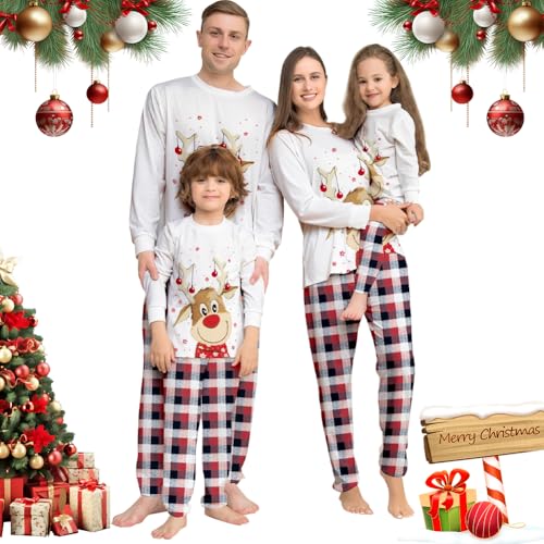 Generisch Gohytal Weihnachts Pyjama Family Set, Weihnachts Schlafanzug für Damen Herren Kinder, Familie Pyjama Set Weihnachtspyjama Familie Outfit Neujahr für Vater Mutter Kinder (Mann, XXL)