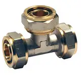 EasyFIX T-Stück reduziert Schraubfitting Klemmringverschraubung DVGW für Mehrschichtverbundrohr T-Stück reduziert (26 x 16 x 26)