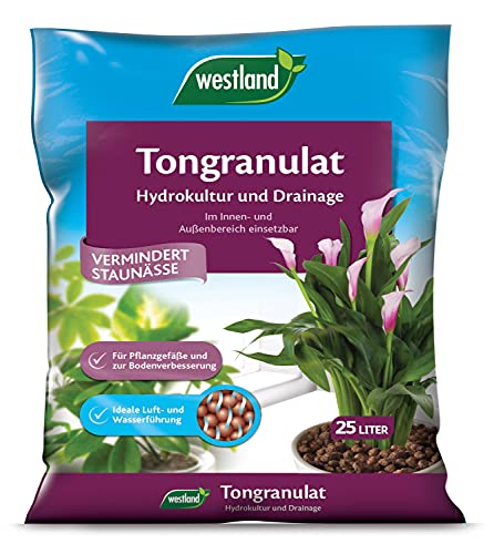 Westland Tongranulat, 25 l – Pflanzgranulat ideal für Hydrokultur, Drainage Substrat ohne chemische Zusätze, für Innen- und Außenbereich, Braun