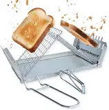 Bestargot Camping Grill & Toaster für Gaskocher und Holzofen - Edelstahl, Faltbar, Kompakt, Ideal für Solo-Camping, Picknicks und Angeln