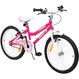 Actionbikes Kinderfahrrad Butterfly 20 Zoll | Kinder Fahrrad für Mädchen - Von 6-9 Jahren - V-Brake Bremse - Freilauf - Kettenschutz - Fahrräder - Laufrad - Kinderrad (Pink/Weiß)