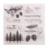 ECMQS Baum Tannenzapfen DIY Transparente Briefmarke, Silikon Stempel Set, Clear Stamps, Schneiden Schablonen, Bastelei Scrapbooking-Werkzeug