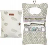 HAMUR HOME Windeltasche Organizer und Kosmetiktasche 2in1 - Kleine Wickeltasche für Unterwegs Mamas Windeln Creme Tücher Baby Organizer (Leaves)