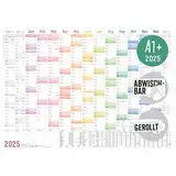 Häfft® abwischbarer Wandkalender 2025 groß "Rainbow" 89 x 63 cm (größer als A1) gerollt, Wandplaner für 15 Monate: Nov 2024 - Jan 2025 - nachhaltig & klimafreundlich