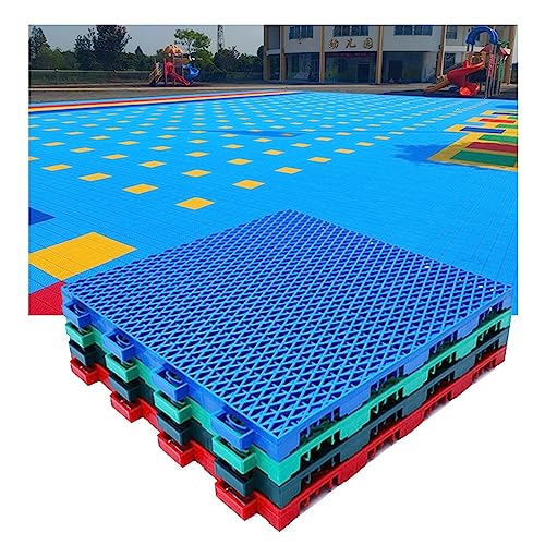 Sportboden 10 Stück modulare ineinandergreifende Bodenfliesen for den Außenbereich, Basketballplatz, Tennisplatz, Volleyballplatz, Badmintonplatz, DIY-Sportbodenbelag, 30,6 cm (Color : Blue, Size :