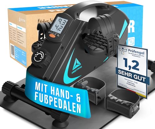 FREITHAL - Pedaltrainer PRO mit Anti-Rutsch-Matte & beleuchtetem Display - Leiser Arm und Beintrainer Senioren [Fuß- & Handpedalen]- Gelenkschonendes Mini Heimtrainer Fahrrad - Beintrainer für Zuhause