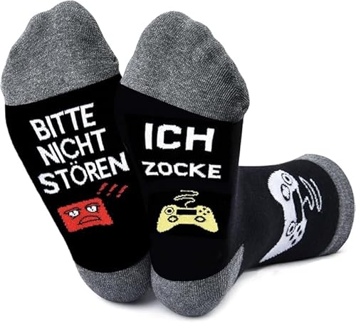 Lustige Geschenke Für Männer Damen Weihnachtssocken Lustige Socken Adventskalender Füllung Weihnachtsgeschenke Zocken Socken Fußball Gaming Socken Herren Damen (Gaming-Schwarz)