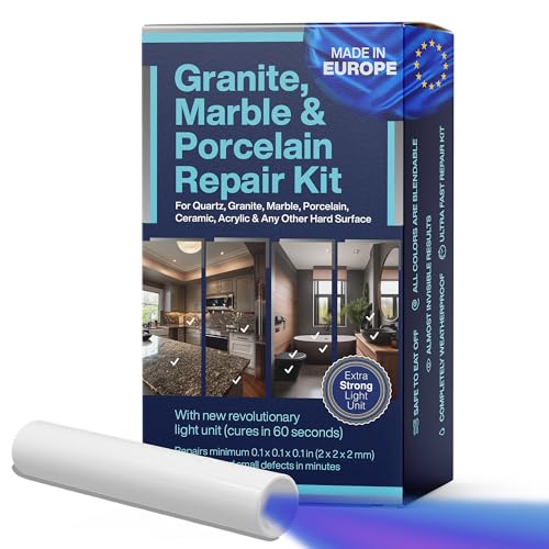 Graniet Reparatieset DIY (Transparant, Zwart & Acryl) - Herstel uw defect als een professional | Geschikt voor de meeste reparaties | Repareer gebroken stukjes in enkele minuten