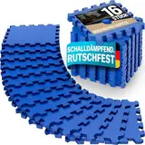 MONZANA® 16x Bodenschutzmatte für Pool & Fitness 45x45cm rutschfest Fitnessgerät Wärmeisolierend Eva-Schaumstoff Erweiterbar Unterlage Blau