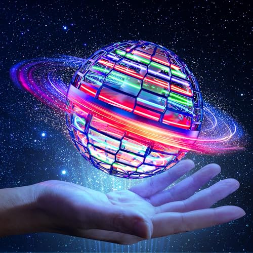 Fliegender Ball, Hover Flying Ball mit LED, Flying Spinner mit 360 ° rotierenden, Fliegender Spielzeug Handgesteuerter Mini Drohne, Hand Controlled Schwebeball, für Jungen Mädchen 6+ Jahre (Blue)