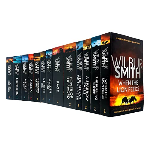 Die Buchsammlung „Courtney Series 1–13“ von Wilbur Smith (When The Lion Feeds, The Sound Of Thunder, A Sparrow Falls, The Burning Shore, Power of the Sword, Rage, A Time to Die, Golden Fox und mehr)