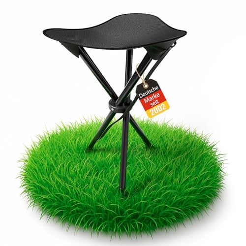 BigDean Campinghocker faltbar & Ultraleicht schwarz - robuster Dreibeinhocker tragbarer Klapphocker Camping-Hocker
