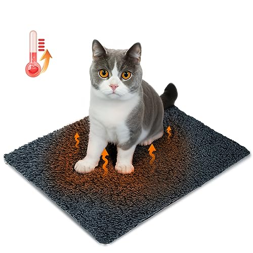 Nobleza Selbstheizende Decke für Hunde & Katzen, Haustiere Wärmematte Winter, Waschbar Wärmedecke Hund, Selbstwärmende Hundematte Flauschig Warme, Thermodecke Hund rutschfest, Grau, 40x50cm