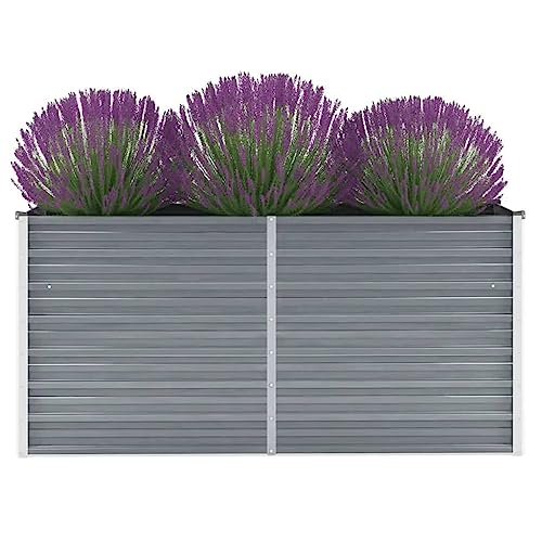 Myheimly Garten-Hochbeet Verzinkter Stahl Gartenbeet Pflanzbeet Frühbeet 160x40x77 cm Grau