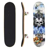 Hikole Skateboard, Komplettboard, Skateboard, Skateboard, Holz, 79 x 20 cm, kanadisches Ahorn, 89 A, für Anfänger, Kinder und Erwachsene