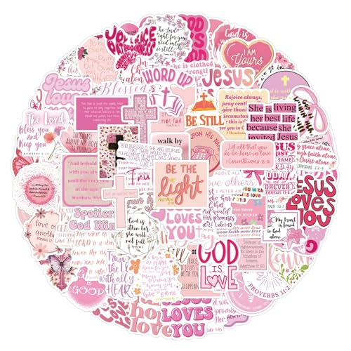 die Bibel Aufkleber Jesus Stickers 100 Stück Skateboard Graffiti Aufkleber Motorräder Fahrrad Snowboard Gepäck Laptop Auto Koffer für Kinder und Jugendliche Wasserdichte Vinyl Aufkleber