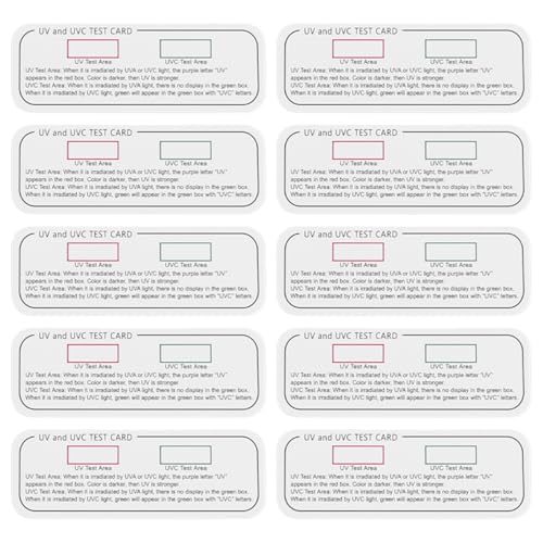 VOANZO UV-Testkarten, 10 Stück, UV-Test, UVC, UVA, Lichteffekte, Tester, Indikatorkarten, UV-Erkennungsstreifen, Papierprüfgerät für die UV-Strahlenbelastung