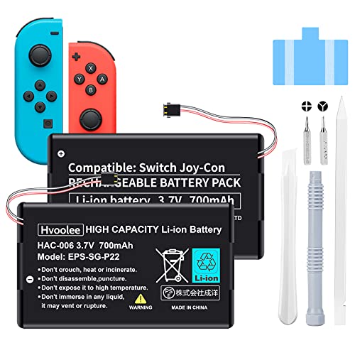 2X HAC-006 Akku 700mAh Ersatzakku für Nintendo Switch Joy-Con (L) HAC-015 Joy-Con (R) Controller interner Akku mit hoher Kapazität mit Reparieren Werkzeugsatz