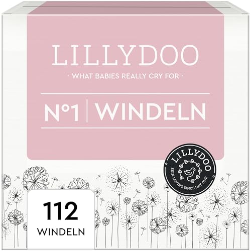 LILLYDOO hautfreundliche Baby Windeln - Größe 1 (2-5 kg),Halbmonatsbox (112 Stück), Sicherer Auslaufschutz, Weich, Ohne Parfüme & Lotionen für empfindliche Haut, Dermatologisch getestet