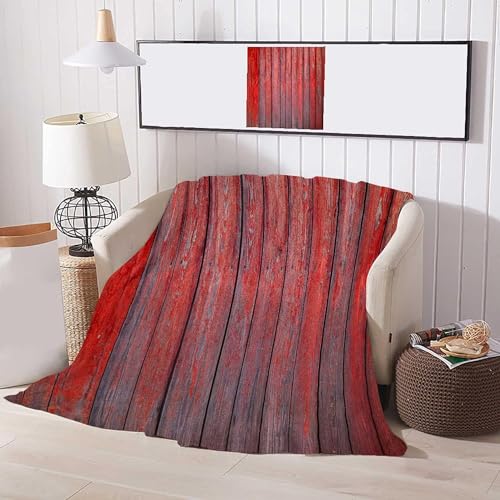 Kuscheldecke Flauschig Retro-Holzbrett 3D Decke 100x135 Ländlich Wohndecke Rot Weich und Warme Flanell Fleecedecke für Sofadecke Couchdecke Tagesdecke m7876