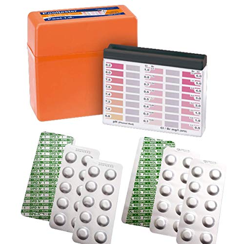 harren24 Testkit Set inkl. 60 Testtabletten (Rapid), Wassertester und Aufbewahrungsbox, 30x DPD1 Chlor/Brom + 30x Phenol Red pH-Wert, Pool Wasseranalyse (60 Tabletten inkl. Tester)