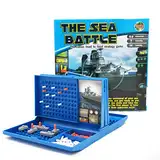 Seeschlacht-Brettspiel, Kampfstrategie-Brettspiel, Lustiges Seeschlachtspiel, Doppelschlacht-Spielzeug für Kinder (Blau)