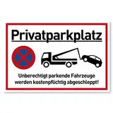 XXL Privatparkplatz Schild Parken Verboten (44x32 cm Groß Kunststoff) - Fahrzeuge Werden kostenpflichtig abgeschleppt - Klares Zeichen für Parkverbot - Parkplatz Schilder Privatgrundstück