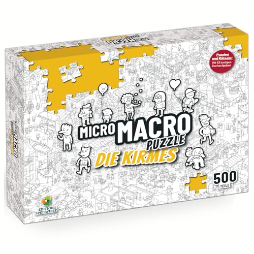 Edition Spielwiese | MicroMacro Puzzle | Die Kirmes | Suchbild Puzzle 500 Teile zum MicroMacro Spiel | Mit 53 lustigen Suchaufgaben | Sachen suchen Puzzle für Erwachsene | Puzzeln und Rätseln