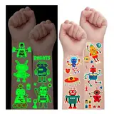 Leesgel 30 Blätter Roboter Tattoo Kinder Jungen, Leucht Roboter Temporäre Tattoos Aufkleber Kinder Tattoo Sticker Kindertattoos, Roboter Kindergeburtstag Gastgeschenke Roboter Deko Roboter Spielzeug