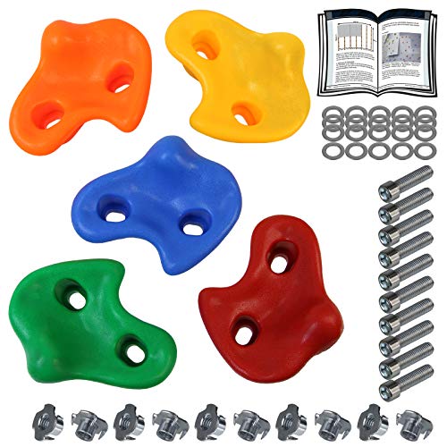 ALPIDEX Kinder Klettergriffe bunt 5/10/15/20/30 Stück Klettersteine inklusive Befestigungsmaterial, belastbar bis 200 kg, Indoor und Outdoor geeignet - 5 Stück