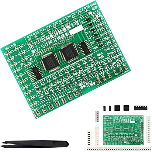 DAOKAI DIY Übungsplatine Löten,SMD SMT Element Schweißübungsbrett, Leiterplatte Komponenten 77 SMD-Komponenten 8 Kategorien mit Pinzette,für Experimente