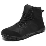 Barfußschuhe Winterstiefel Herren Damen Schneestiefel Herren Damen Winterstiefel Herren Damen Warm Gefüttert Barfußstiefel für Herren Damen Wasserdicht Outdoor Anti-Rutsch Bequem Leicht Schwarz1 42EU