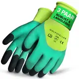 WOLFSFELLER 3 Paar robuste & komfortable Gartenhandschuhe Damen & Gartenhandschuhe Herren Gr 9 - Handschuhe Garten Handschuhe - Gardening gloves mit doppelt beschichteten Fingerspitzen