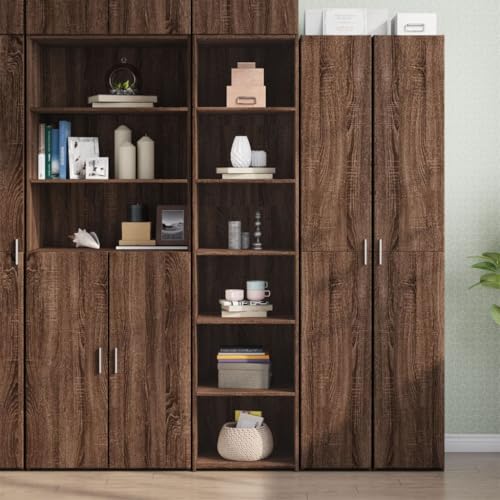 Homgoday Highboard Lagerschrank Aufbewahrungsschrank Schrank mit Fächern Mehrzweckschrank Beistellschrank für Wohnzimmer Braun Eichen-Optik 45x41x185 cm Holzwerkstoff