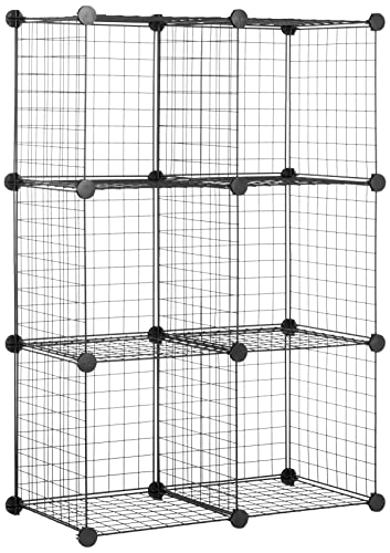 Amazon Basics 6 Stück Würfelregal aus Metall - Maximale Tragfähigkeit des Regals 27 kg, Schwarz, 77.0 x 37.0 x 113.0 cm (L x W x H)