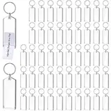 Huquary Kunststoff-Schlüsselanhänger, 7,6 cm, transparent, mit Spaltringen, für Ausweis, Gepäck, Büro, Haustiere, Transparent/silberfarben, 6.5 x 2.8 cm
