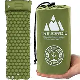 TRINORDIC Aufblasbare Isomatte, Waldgrün, Nylon, 520g, 190x58x5cm, Einzel, Wasserresistent, Luftpolster, Outdoor-Abenteuer mit Kissen & Garantie