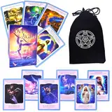 AdKot Love Tarot Cards 44 Original Tarot Card Set with Colourful Box Future Telling Tarot Card Instructions Fate Divination Card Wrinkle-Free PVC Tarot Card Deck for Family Party Ordinary Beginners