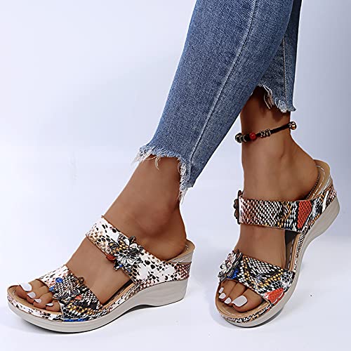 Damen Sommer Atmungsaktive Schuhe Frauen Mode Slip On Keile Toe Beach Blumen Sandalen Slip-on Frauen Sandalen Socken Schuhe Damen Business und Freizeit Durable Bling Klassische Schuhe