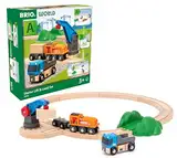 Ravensburger BRIO World – 36028 Starterset Güterzug mit Kran A | Zugset für Kinder ab 3 Jahren