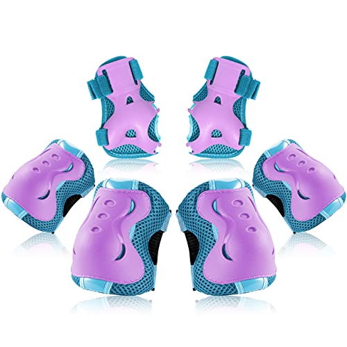 BOSONER Knieschoner Kinder Schoner Inliner: Protektoren Schützer Inline Skates Knie Und Ellenbogenschützer Knieschützer Skateboard Rollschuhe Schutzausrüstung (Blauviolett-cc-Xin, S (3-7 Jahre))