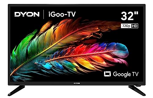 DYON iGoo-TV 32H 80cm (32 Zoll) Google TV (HD Triple Tuner, Prime Video, Netflix, Google Play Store für DAZN, Disney+, Apple TV+, Paramount+, waipu.tv UVM., Google Assistant) [Mod. 2023]