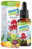 Omega-3 KIDS Algenöl PLUS Tropfen für Kinder - 40% DHA & 20% EPA mit Vitamin D3 + K2 + A + E - natürlich süßer Geschmack mit Maracuja-, Orangen- und Zitronenöl - Vegan (20ml = bis zu 4 Monats-Vorrat)