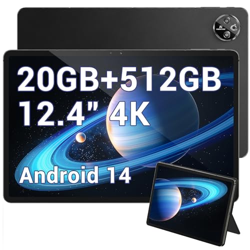 DOOGEE T30 MAX Tablet 12.4 Zoll, Gaming Tablet PC Android 14， 20GB RAM + 512GB ROM/(2TB Erweitern), 2560 * 1600 4K Display, 10800mAh/33W, 50MP+20MP, Widevine L1,Helio G99, 4G LTE/5G WiFi/OTG/GPS