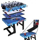 HLC 5 in 1 multifunknierte Tischspiel Tischkicker/Tischtennis/Air Hockey/Billard/Basketballspiel