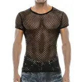 XNIVUIS Herren Unterhemd Netzstruktur Sexy Transparent T Shirt Herren Muskel Transparent Shirts Netz Unterhemd Herren Netzhemd Tank Tops Unterwäsche Reizwäsche Disco Party Kostüm Streetstyle (Schwarz)