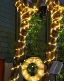 Tacobey Solar Lichtschlauch Lichterkette Außen, 10M 100 LED Solar Seilleuchten Aussen, 8 Modi, Wetterfest, Solarlichterkette für Outdoor Garten Balkon Deko - Warmweiß