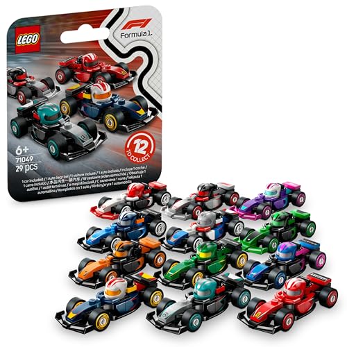 LEGO F1 Rennwagen zum Sammeln - 1 von 12 baubaren Fahrzeugen - Mit drehbaren Rädern und Formel 1 Helm - BAU- und Spielset für Kinder - Geschenk für Jungen und Mädchen ab 6 Jahren - 71049
