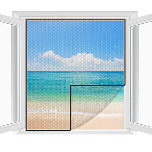 Fliegengitter Fenster 2-er Set 250 * 150cm | Zuschneidbar ohne Bohren Klebmontage | Insektenschutz Fenster Fliegenvorhang Moskitonetz, Schwarz